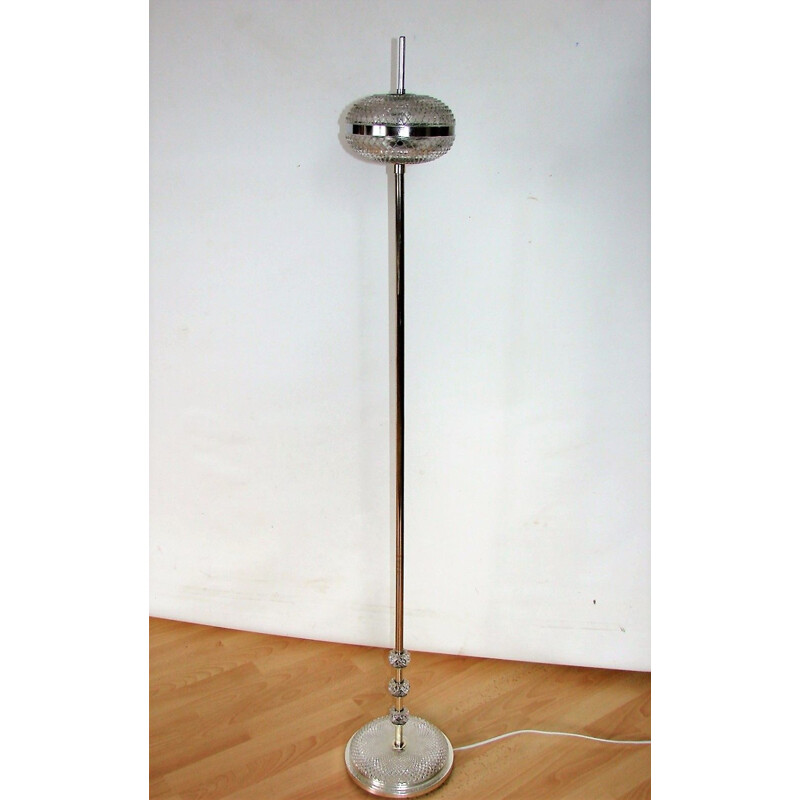 Vintage brass and glass floor lamp, 1960