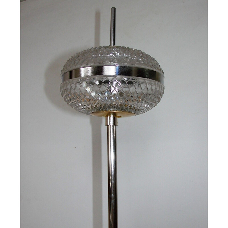 Vintage-Stehlampe aus Messing-Metall und Glas, 1960