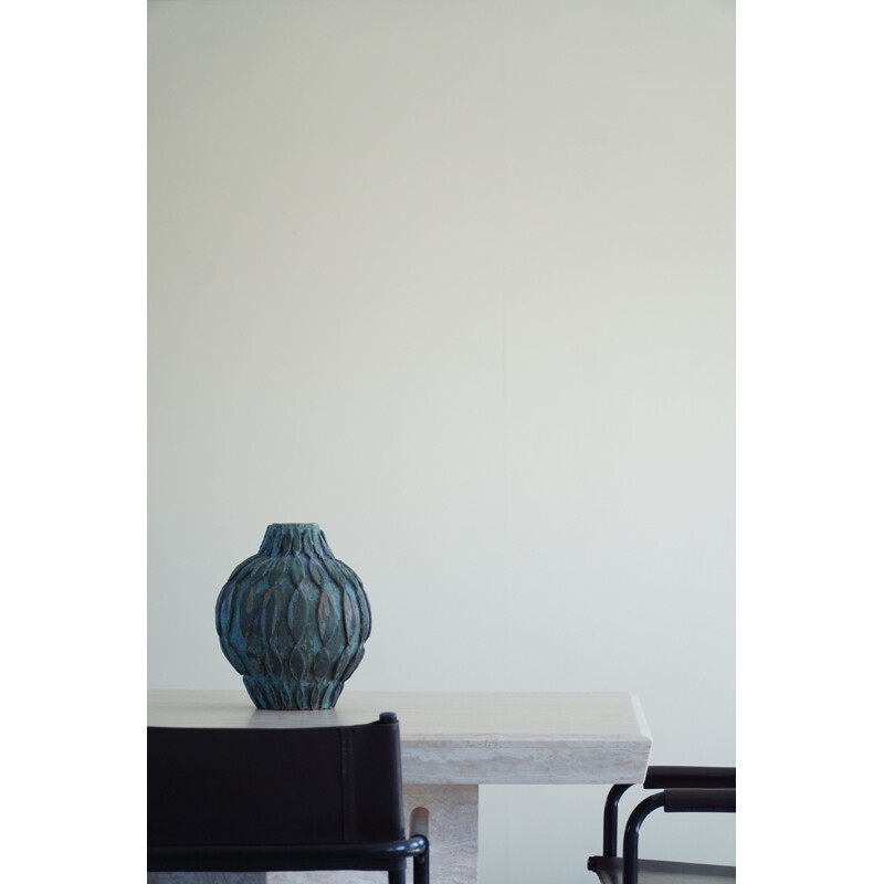 Vintage Scandinavian square dining table in white marble, 1980s