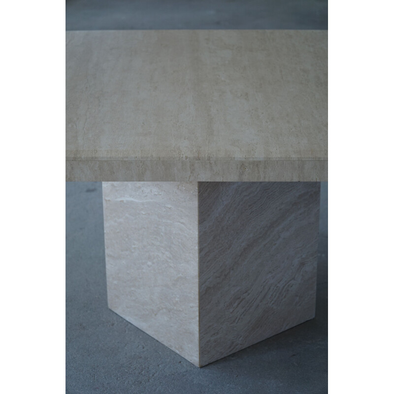 Vintage Scandinavian square dining table in white marble, 1980s
