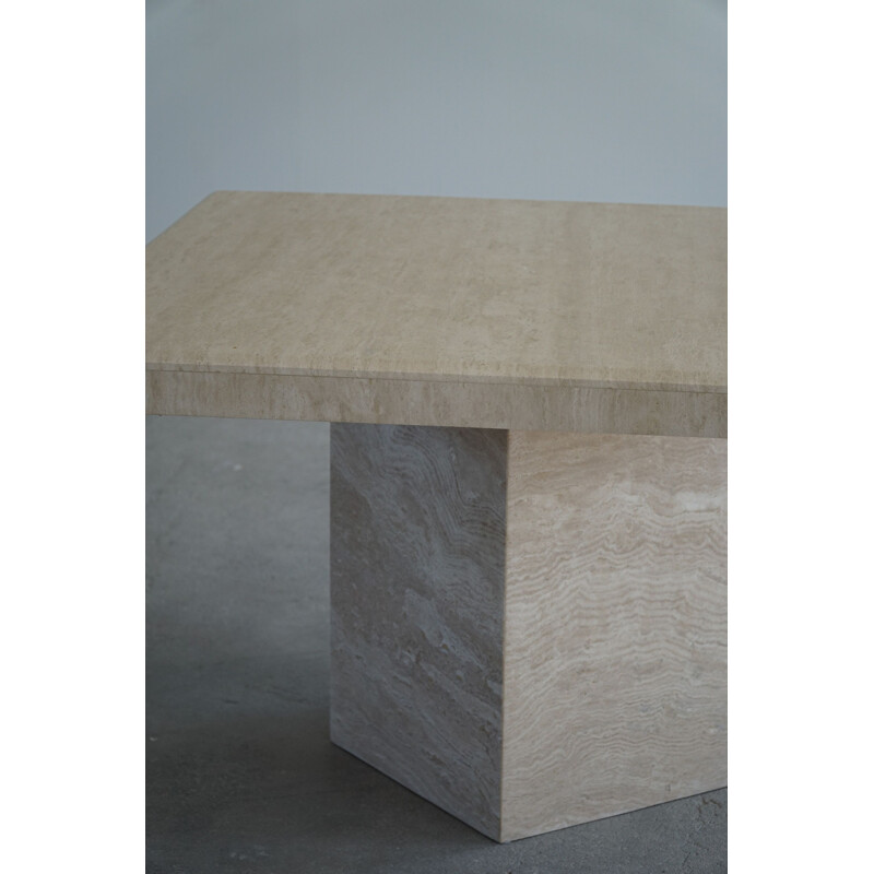 Vintage Scandinavian square dining table in white marble, 1980s