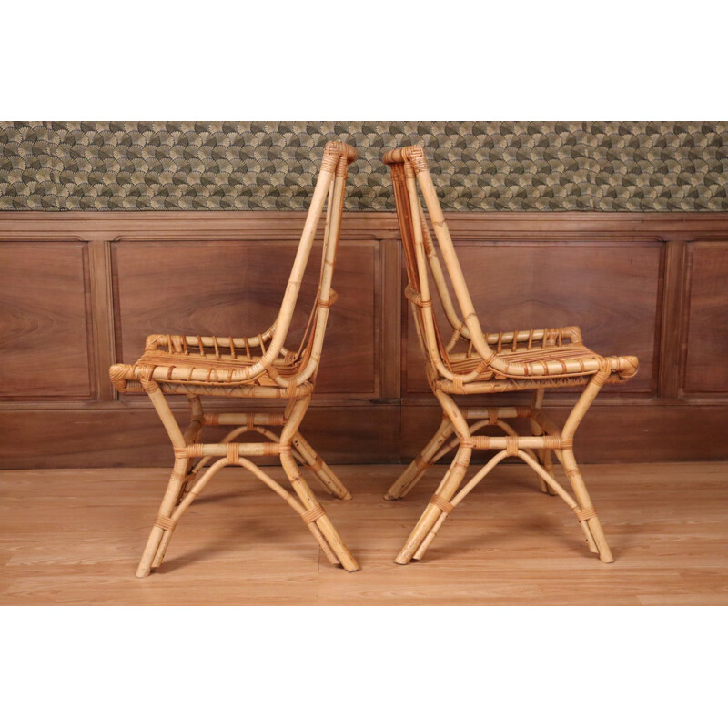 Pair of vintage rattan chairs, 1960-1970s