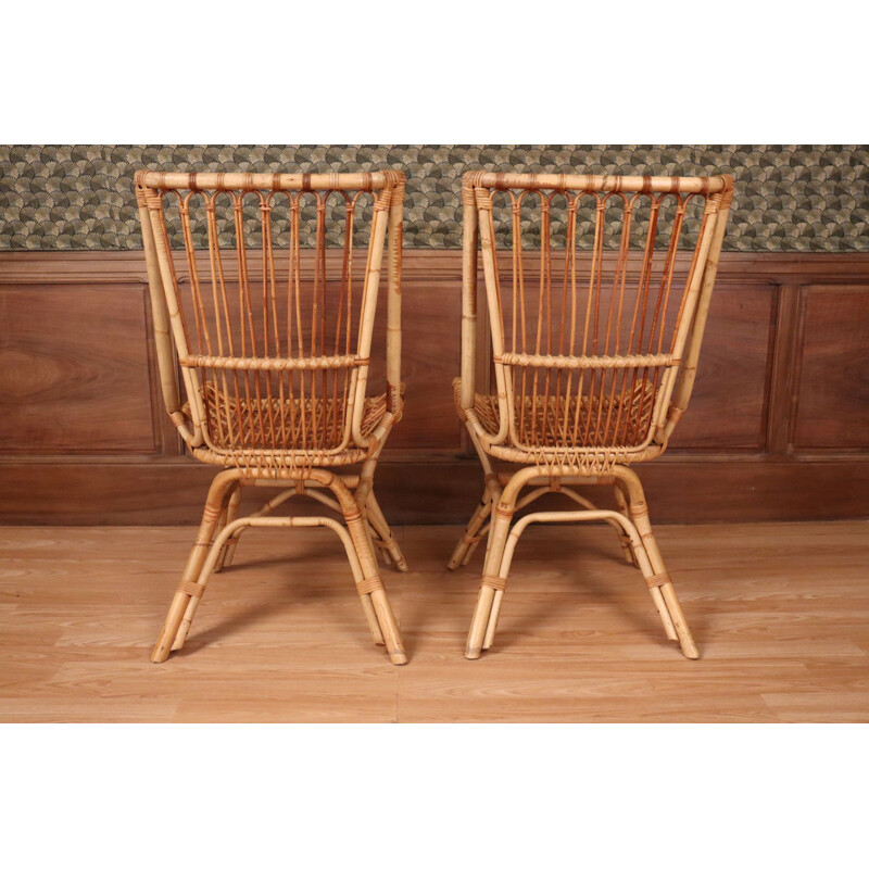 Pair of vintage rattan chairs, 1960-1970s