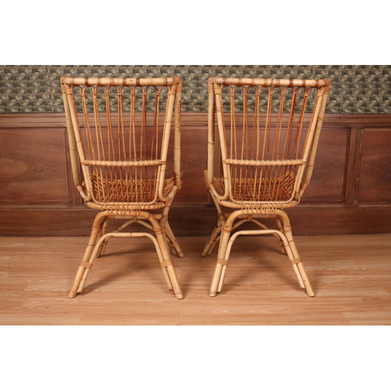 Paire de chaises vintage en rotin, 1960-1970