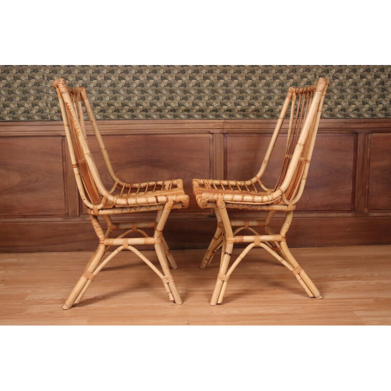 Pair of vintage rattan chairs, 1960-1970s