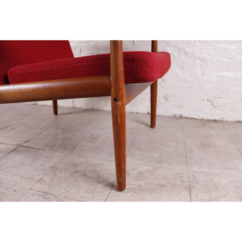 Danish Glostrup armchair in teak and red wool, Arne VODDER - 1960s