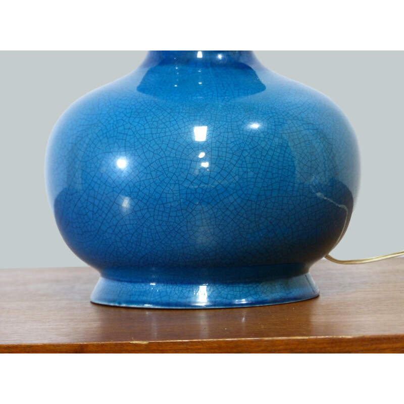 Vintage blue ceramic lamp base, 1970