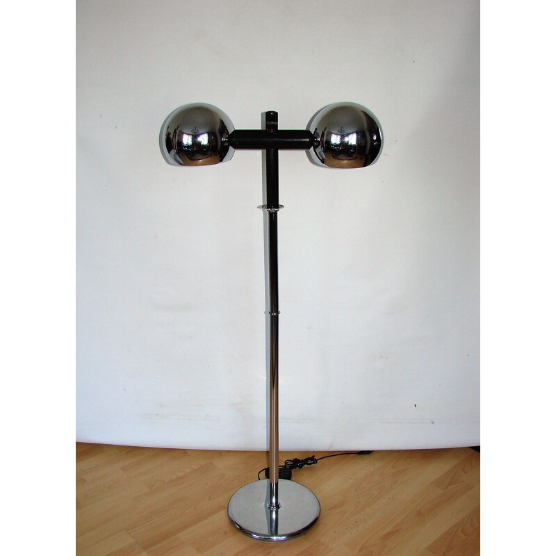 Space age chrome plated steel floor lamp, 1970s
