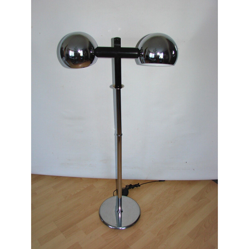 Space age chrome plated steel floor lamp, 1970s