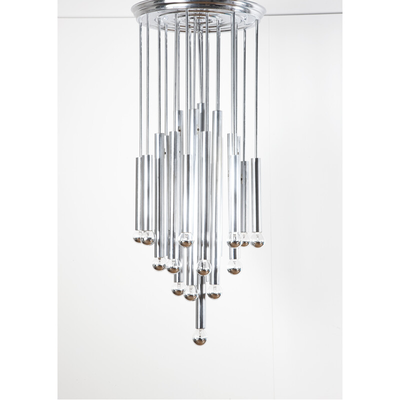 Chandelier with cylindrical metal elements - 1960s