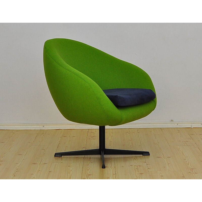 Fauteuil vintage Shell en laine sur un pied pivotant, 1960