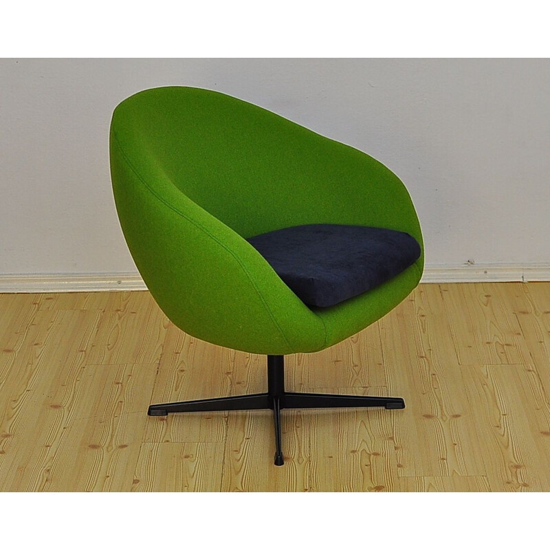 Fauteuil vintage Shell en laine sur un pied pivotant, 1960