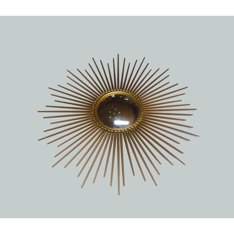 Miroir soleil bombé vintage Chaty Vallauris doré, 1960