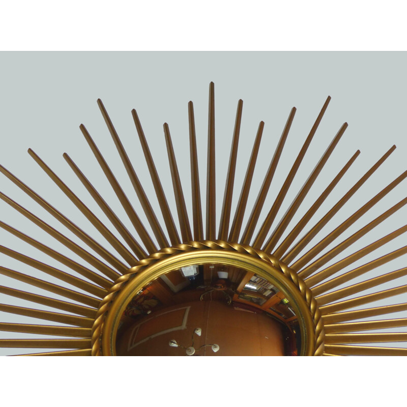 Vintage Chaty Vallauris gilded sunburst mirror, 1960s