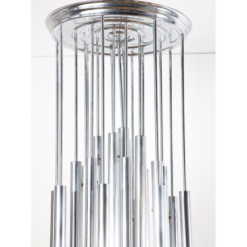 Chandelier with cylindrical metal elements - 1960s