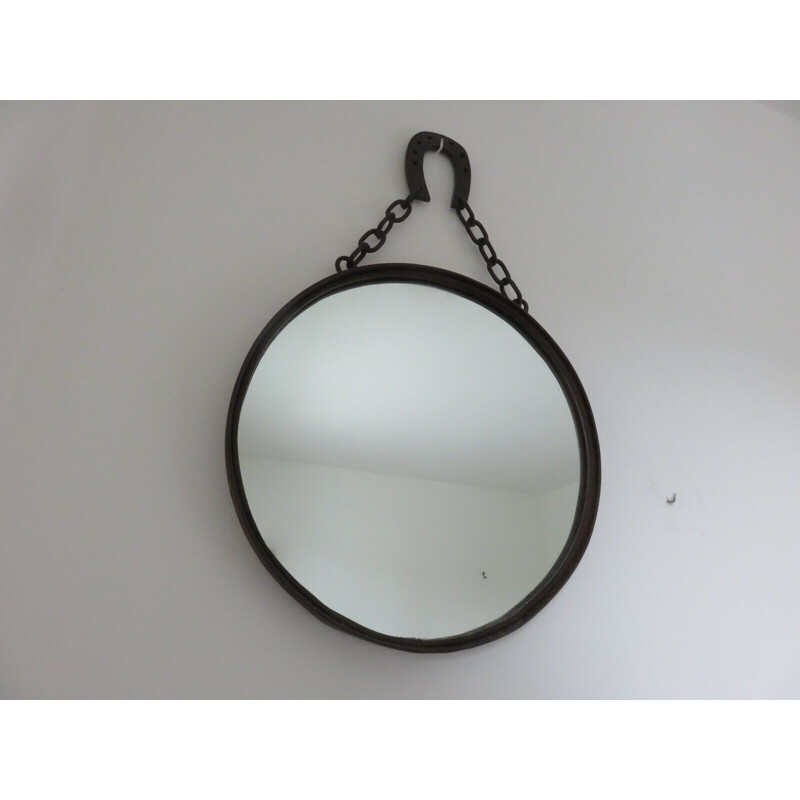 Miroir brutaliste vintage en acier, 1960