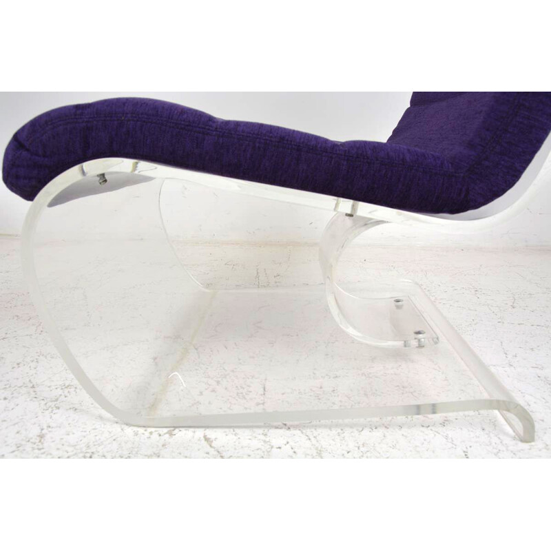 Vintage Plexiglas and purple velvet armchair, 1970