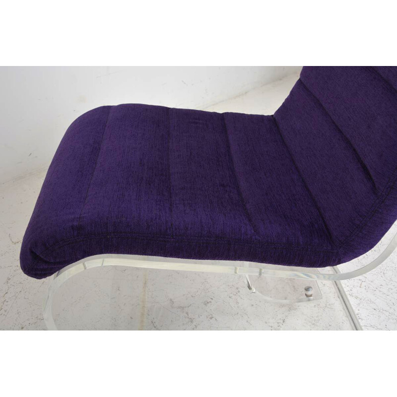 Vintage Plexiglas and purple velvet armchair, 1970