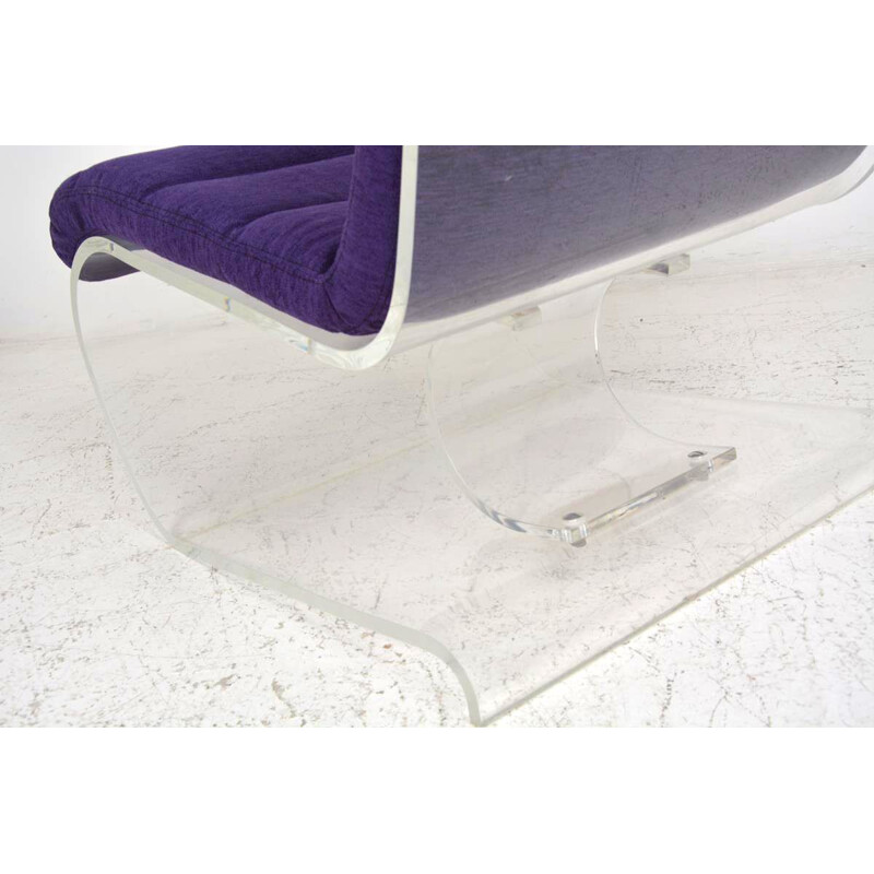 Vintage Plexiglas and purple velvet armchair, 1970