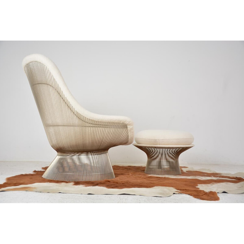 Vintage armchair with ottoman by Warren Platner, 1960