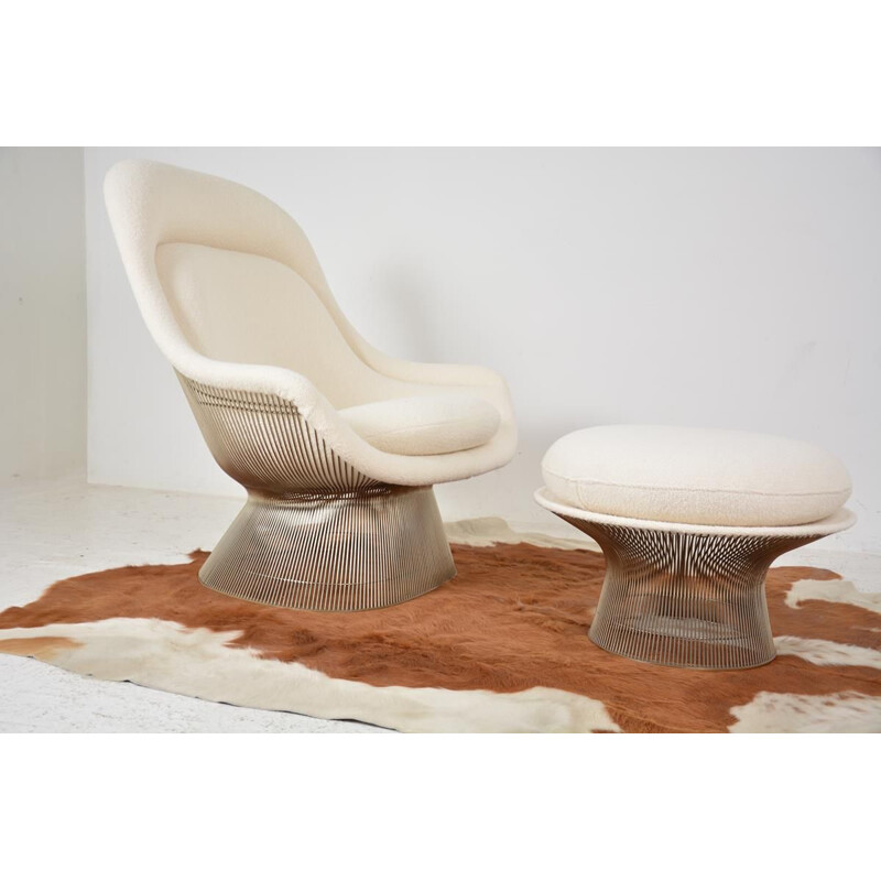 Vintage armchair with ottoman by Warren Platner, 1960