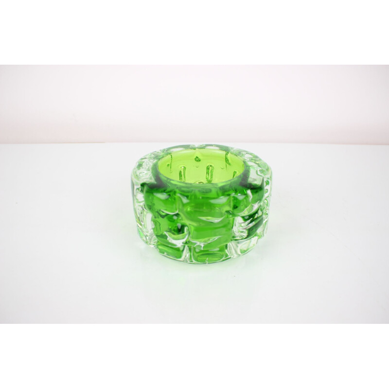 Vintage glass ashtray by František Vizher, Czechoslovakia 1960