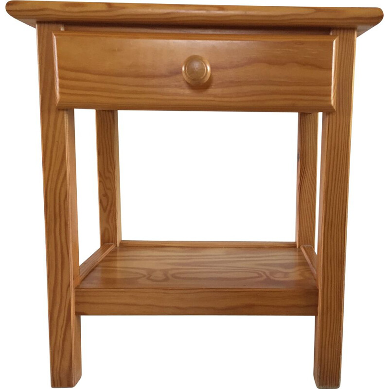 Vintage night stand in fir wood, 1980