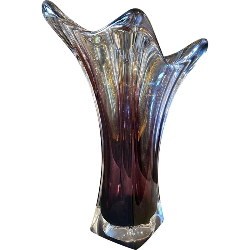 Vintage Sommerso vaas in paars Murano glas, 1980