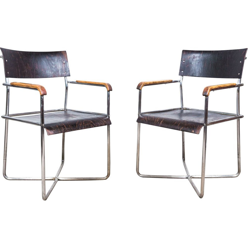 Pair of vintage Thonet B 11 armchairs by Marcel Breuer, 1935