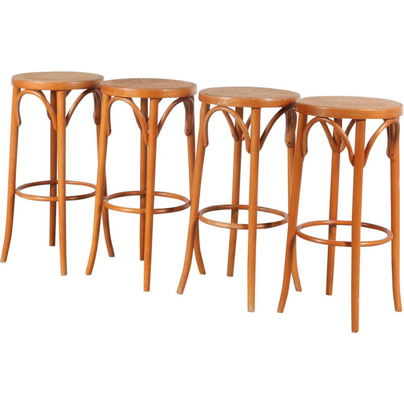 Set of 4 vintage bar stools by Thonet, France 1960s