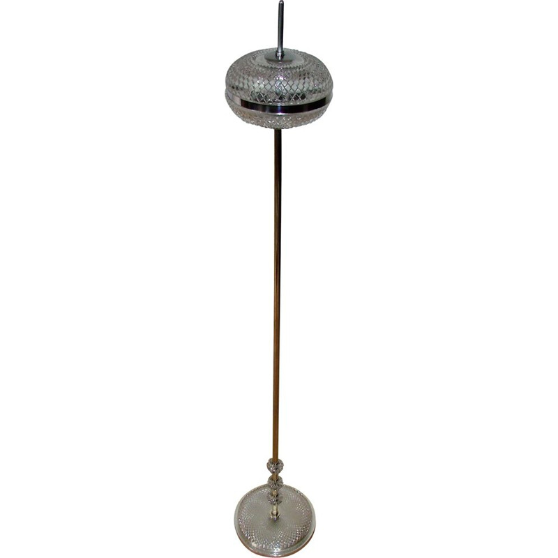 Vintage-Stehlampe aus Messing-Metall und Glas, 1960