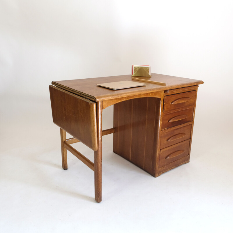 Vintage Amerikaans bureau met klep, 1950