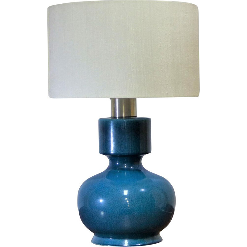 Vintage blue ceramic lamp base, 1970