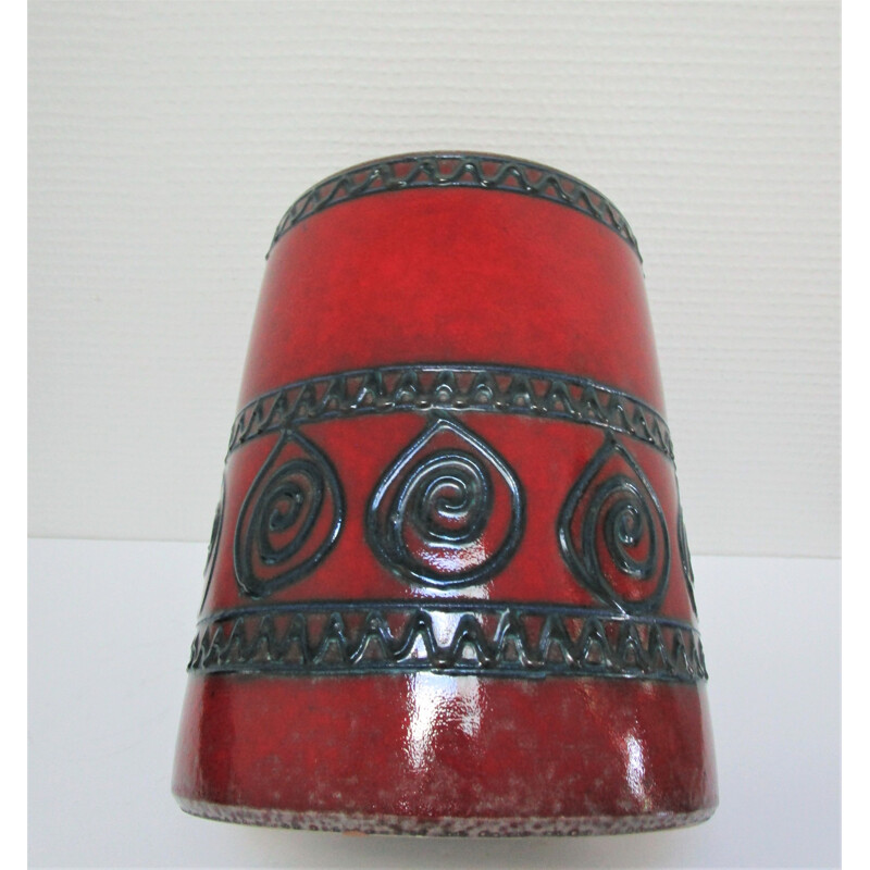 Vintage German ceramic and wood pot, 1960