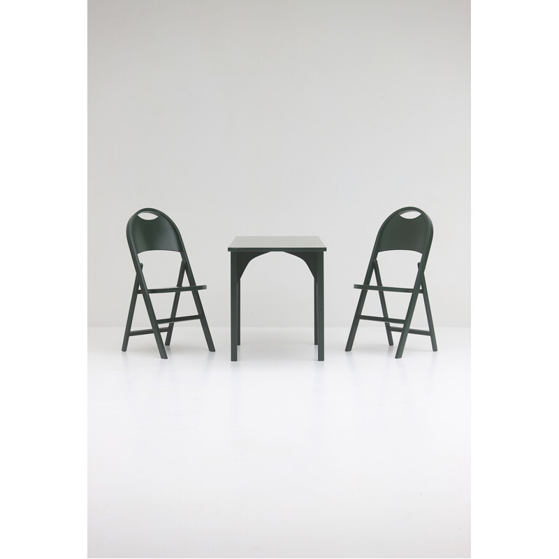 Set of vintage pair chairs and table by Achille Castiglioni for BBB Bonacina, 1960-1970s