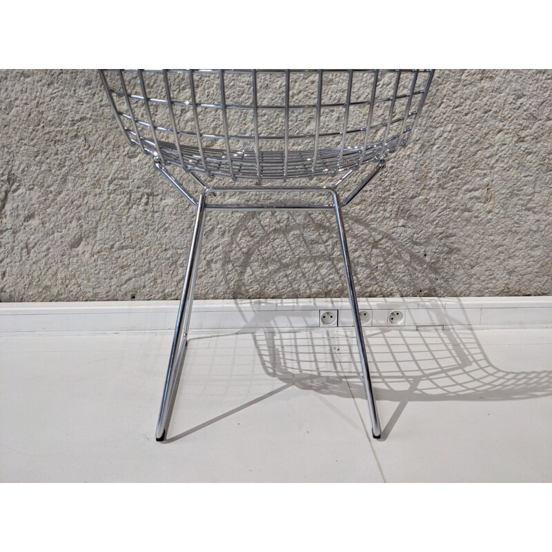 Set of 4 vintage chrome steel chairs by Harry Bertoia for Knoll, 1970s