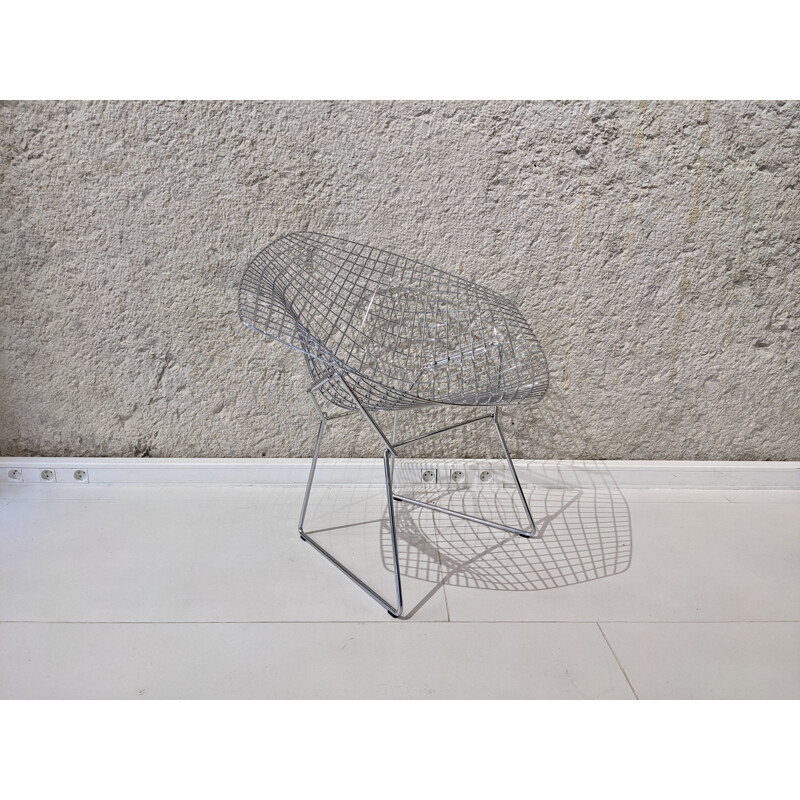 Vintage Diamond armchair in chrome-plated steel by Harry Bertoia for Knoll, 1970s