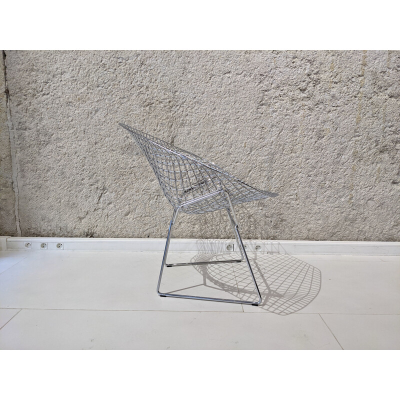 Vintage Diamond armchair in chrome-plated steel by Harry Bertoia for Knoll, 1970s