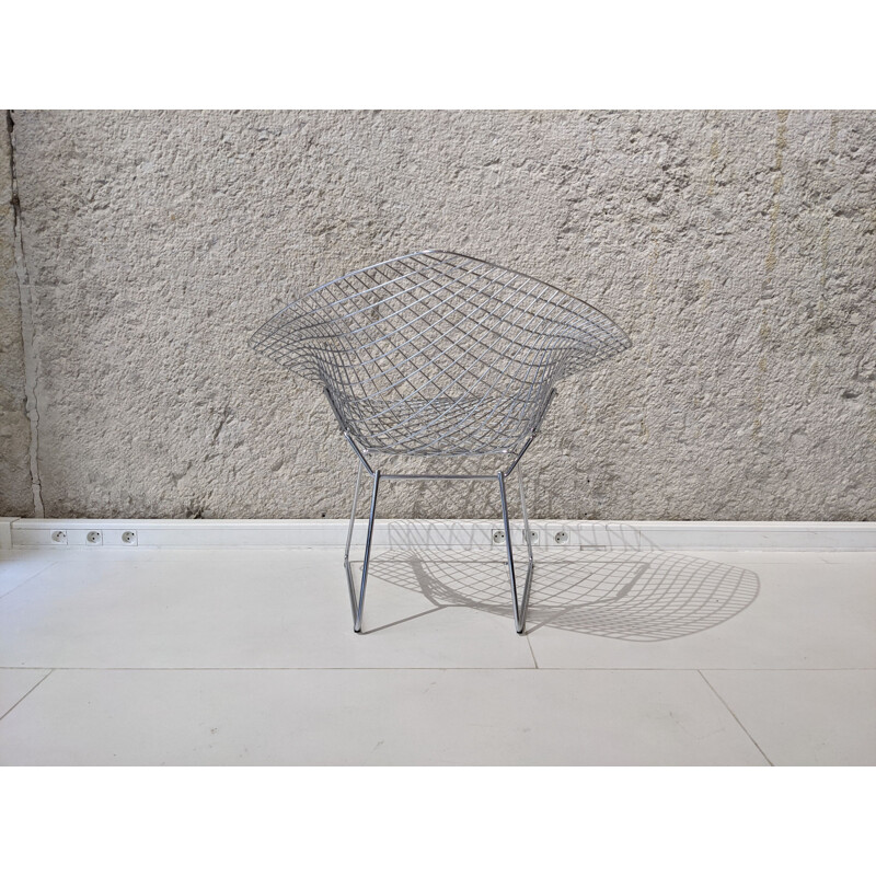 Vintage Diamond armchair in chrome-plated steel by Harry Bertoia for Knoll, 1970s