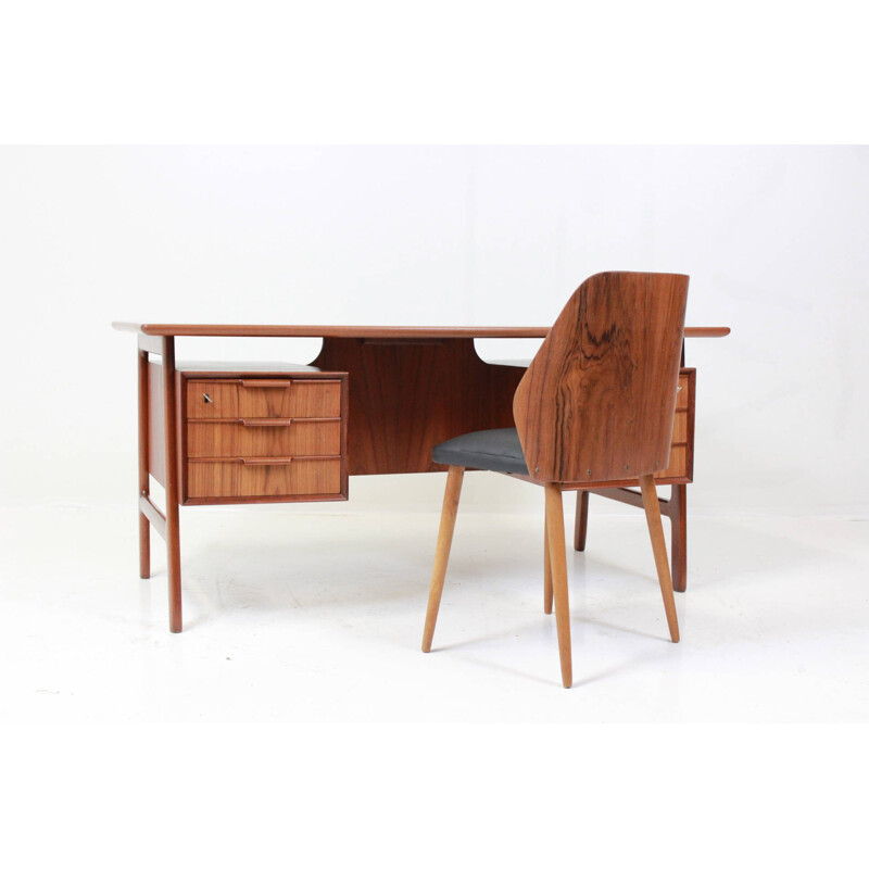 Mid-century Omann Jun's Mobelfabrik desk in teak, Gunni OMANN - 1960s