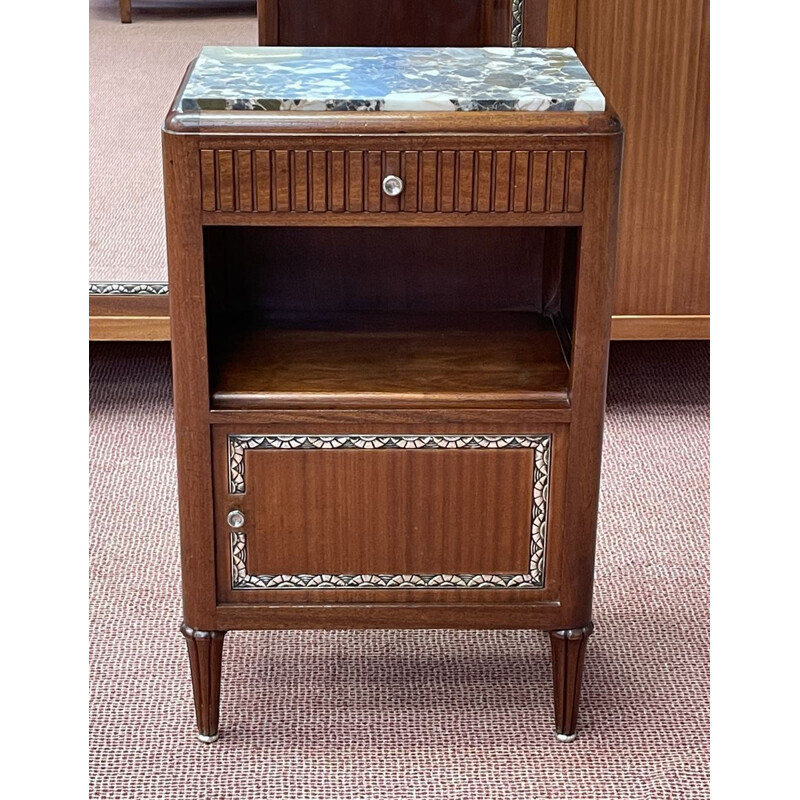 Vintage Art Deco mahogany bedroom set with bird design, 1930