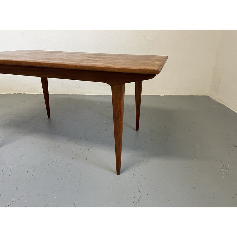 Folding vintage teak dining table for Ameublement NF, France 1960s