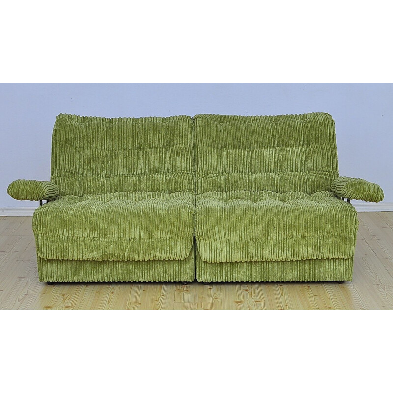 Mid-century two-seater corduroy modular sofa, 1970s