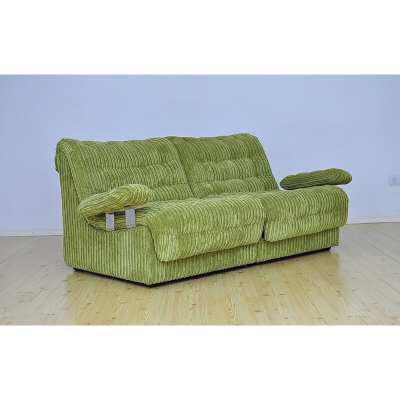 Mid-century two-seater corduroy modular sofa, 1970s