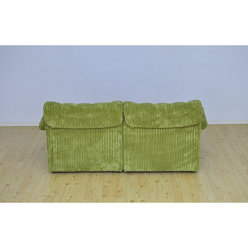 Mid-century two-seater corduroy modular sofa, 1970s