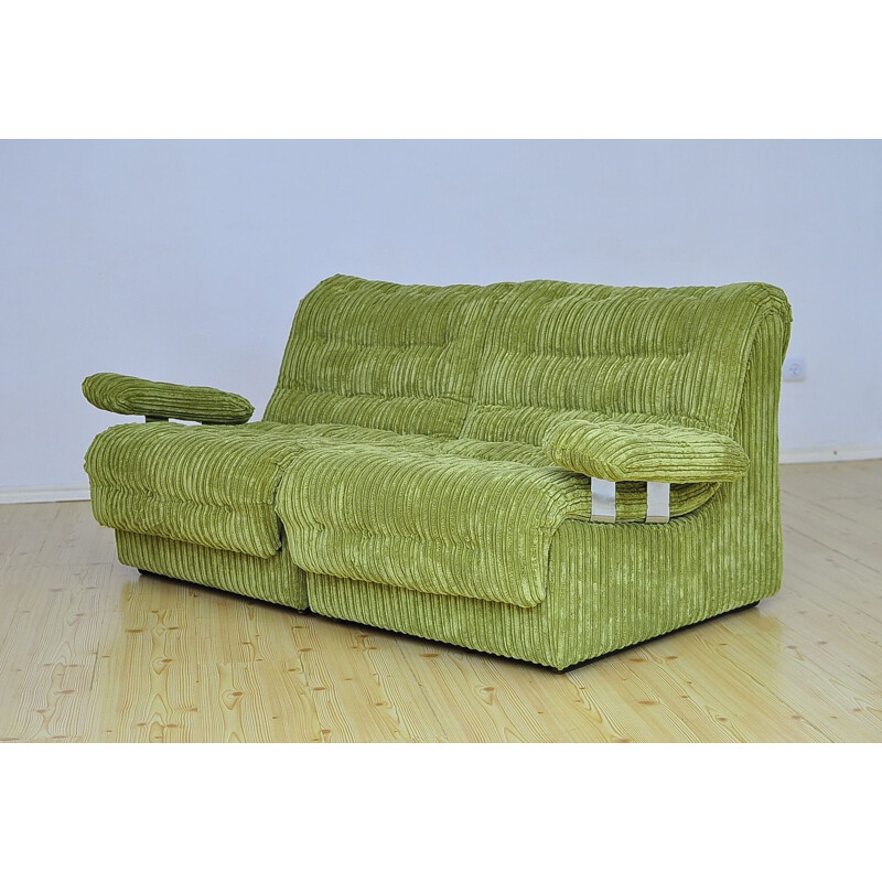 Mid-century two-seater corduroy modular sofa, 1970s