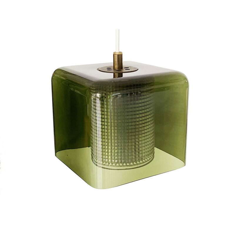 Vintage green glass pendant lamp by Carl Fagerlund for Orrefors, Sweden 1960s