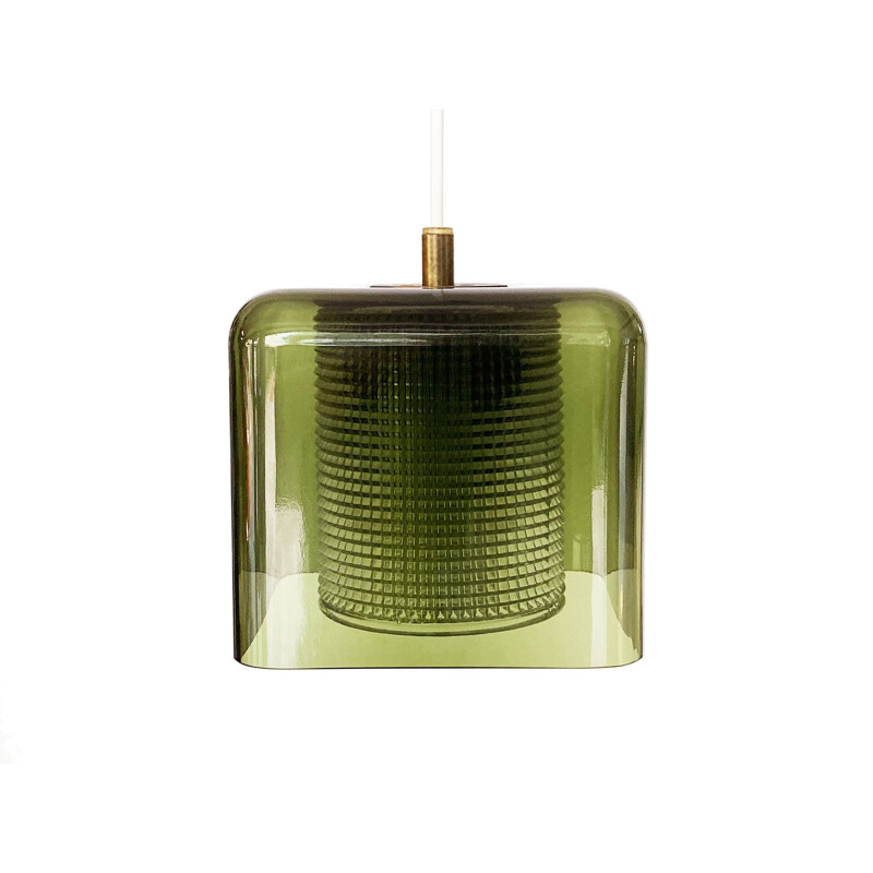 Vintage green glass pendant lamp by Carl Fagerlund for Orrefors, Sweden 1960s