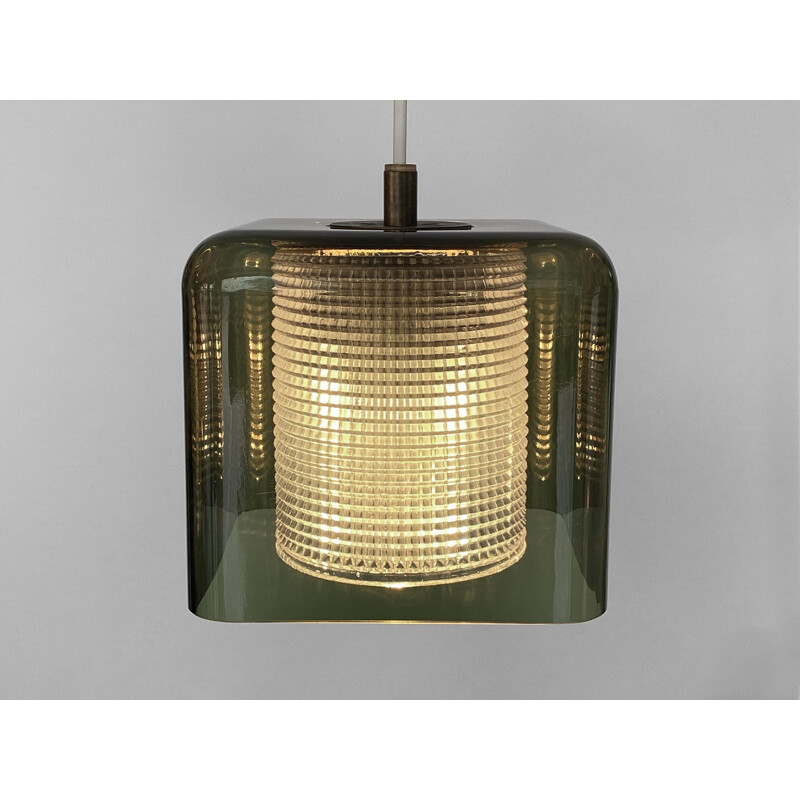 Vintage green glass pendant lamp by Carl Fagerlund for Orrefors, Sweden 1960s