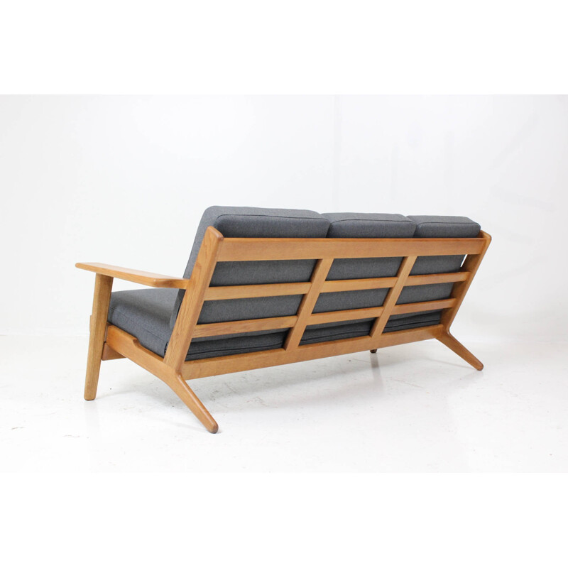 Getama "GE290" 3-seater sofa in oak and grey fabric, Hans J. WEGNER - 1960s